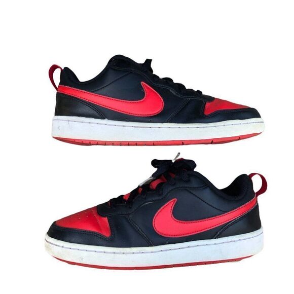NIKE court borough low 2 'Bred' black university red size 8.5 - Picture 4 of 15
